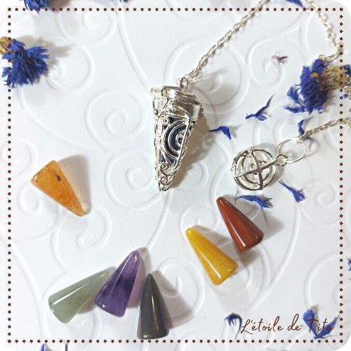 Pendule de radiesthésie, Cristal de roche, ésotérisme, boutique ésotérique, wicca