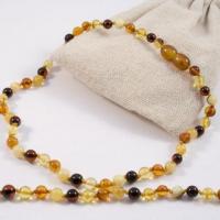 Collier ambre multicolore perles extra rondes