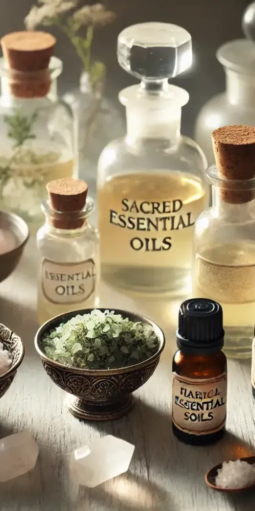 Huiles essentielles sacrées et potions au sel