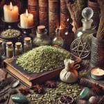 Dall e 2025 03 24 11 24 58 a mystical and realistic photograph of dried fennel seeds foeniculum vulgare elegantly displayed in an enchanting herbalist setting perfect for a 