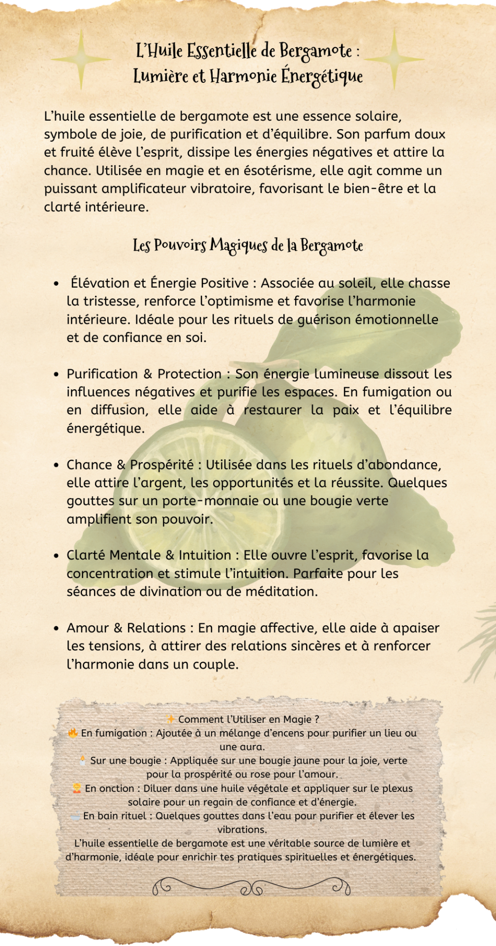 L huile essentielle de bergamote