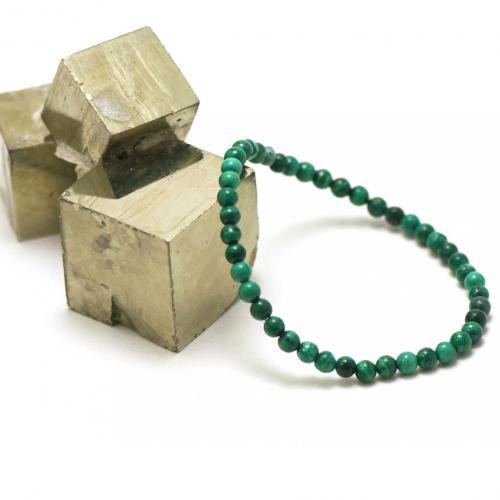 Ronde 4 mm bracelet en pierre naturelle de malachite